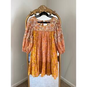 American Eagle Floral Boho 70s Style Tiered Babydoll Swingy Mini Dress